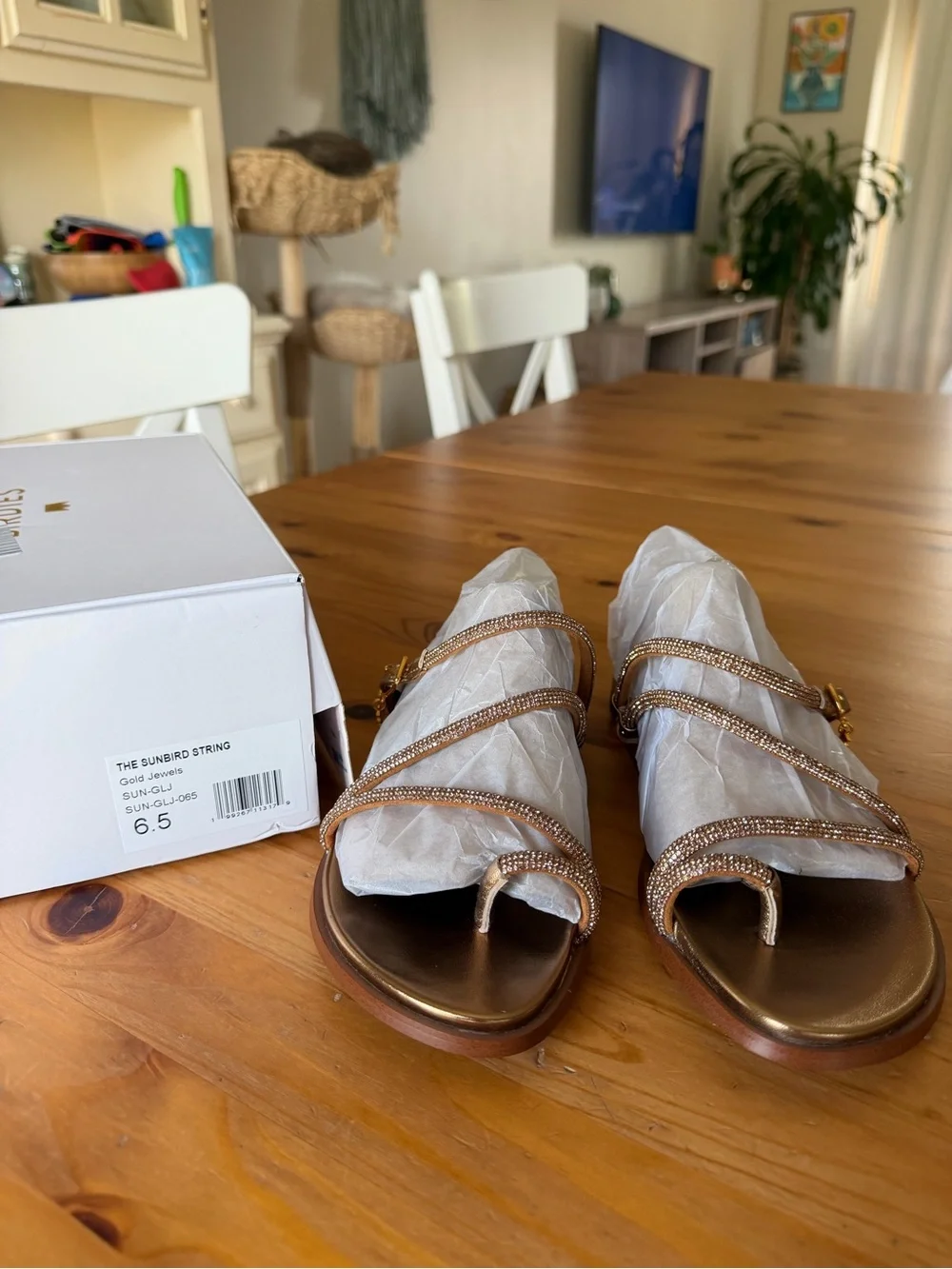 Birdies Gold Jewel Strappy Flat Sandal